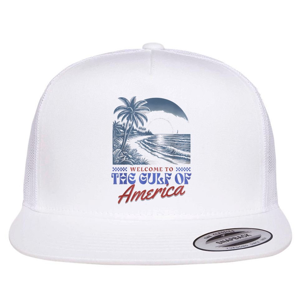 Welcome To AmericaS Gulf Retro Vintage Beach Flat Bill Trucker Hat