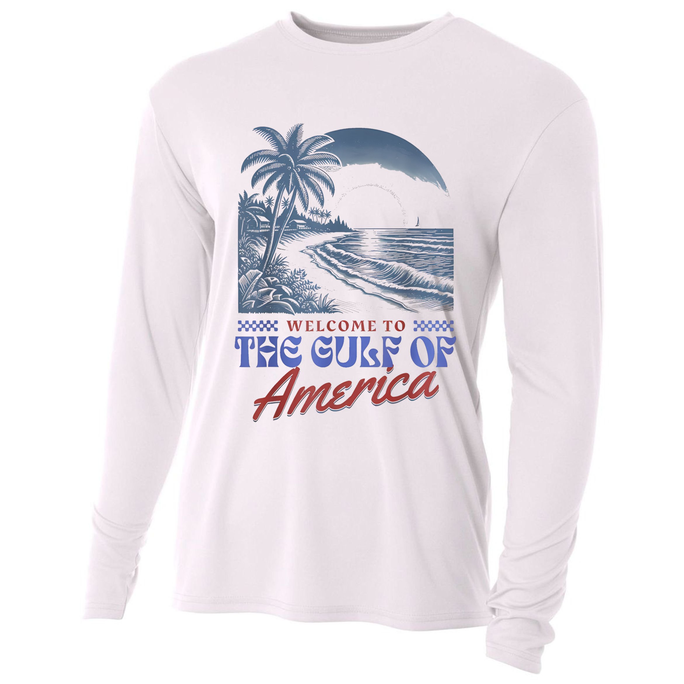 Welcome To AmericaS Gulf Retro Vintage Beach Cooling Performance Long Sleeve Crew