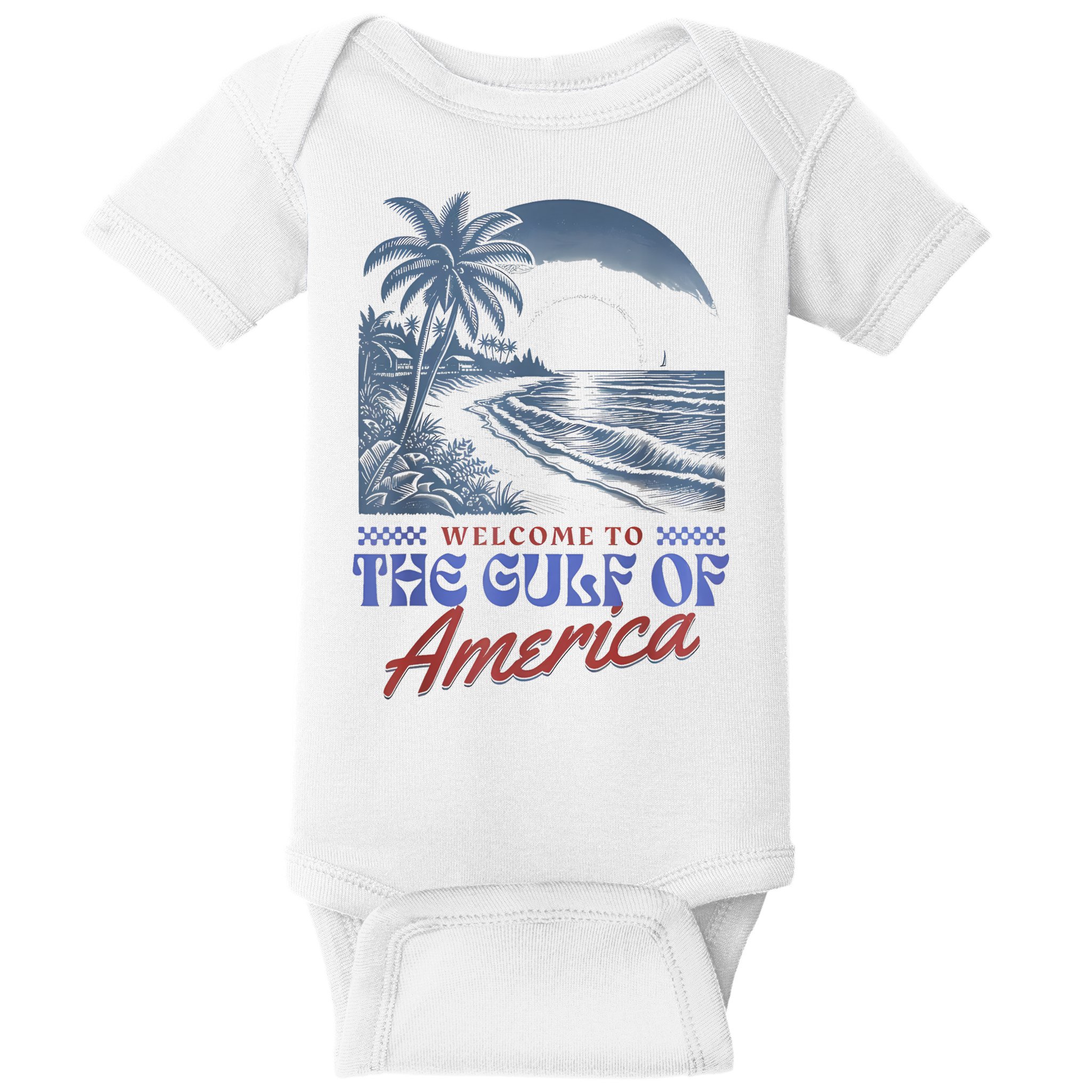 Welcome To AmericaS Gulf Retro Vintage Beach Baby Bodysuit
