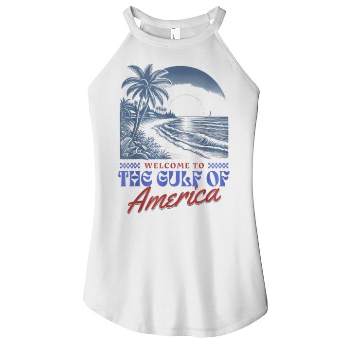 Welcome To AmericaS Gulf Retro Vintage Beach Women's Perfect Tri Rocker Tank