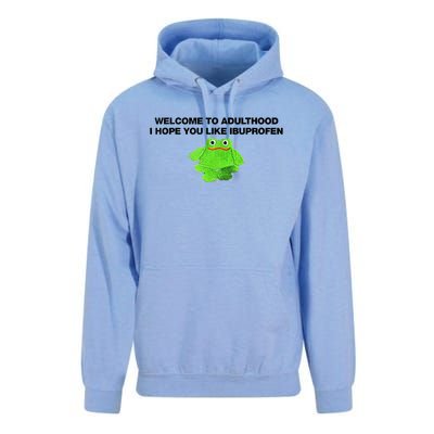 Welcome To Adult I Hope You Like Ibuprofen Frog Meme Unisex Surf Hoodie