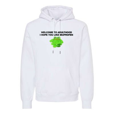 Welcome To Adult I Hope You Like Ibuprofen Frog Meme Premium Hoodie