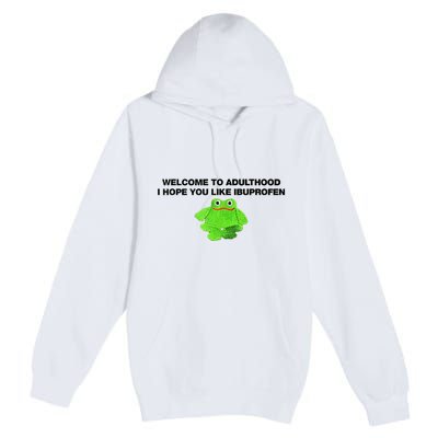 Welcome To Adult I Hope You Like Ibuprofen Frog Meme Premium Pullover Hoodie