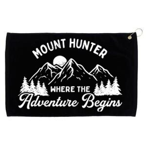 Where The Adventure Begins Mount Hunter Hiking Alaska Hiker Great Gift Grommeted Golf Towel