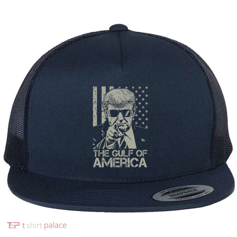 Welcome To AmericaS Gulf Retro Donald Trump Usa Flag Flat Bill Trucker Hat