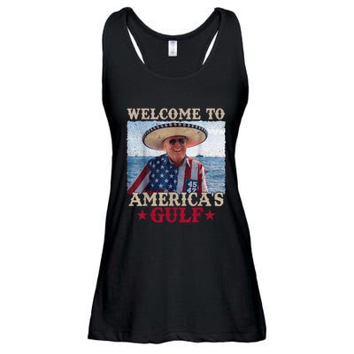 Welcome To AmericaS Gulf Trump Mexico America Trump 45 47 Ladies Essential Flowy Tank