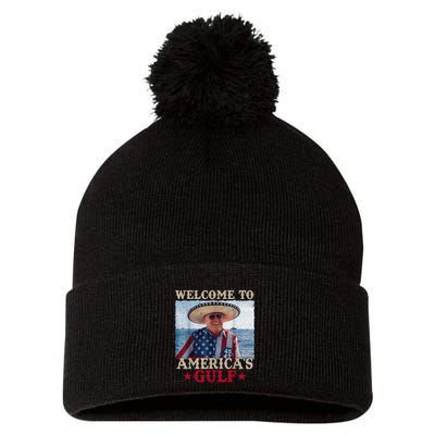 Welcome To AmericaS Gulf Trump Mexico America Trump 45 47 Pom Pom 12in Knit Beanie