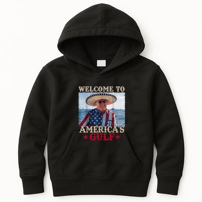 Welcome To AmericaS Gulf Trump Mexico America Trump 45 47 Kids Hoodie