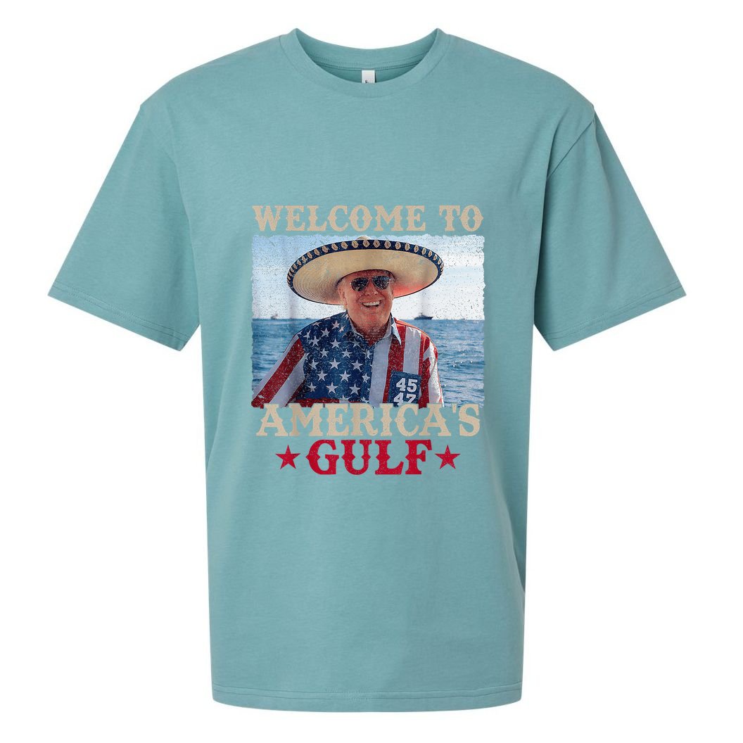 Welcome To AmericaS Gulf Trump Mexico America Trump 45 47 Sueded Cloud Jersey T-Shirt