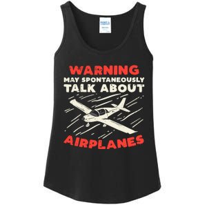 Warning Talk About Airplanes Funny Pilot Aviation Lover Gift Ladies Essential Tank