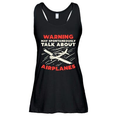 Warning Talk About Airplanes Funny Pilot Aviation Lover Gift Ladies Essential Flowy Tank