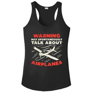 Warning Talk About Airplanes Funny Pilot Aviation Lover Gift Ladies PosiCharge Competitor Racerback Tank