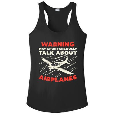 Warning Talk About Airplanes Funny Pilot Aviation Lover Gift Ladies PosiCharge Competitor Racerback Tank