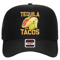 Womens Tacos And Tequila Funny Cinco De Mayo High Crown Mesh Back Trucker Hat