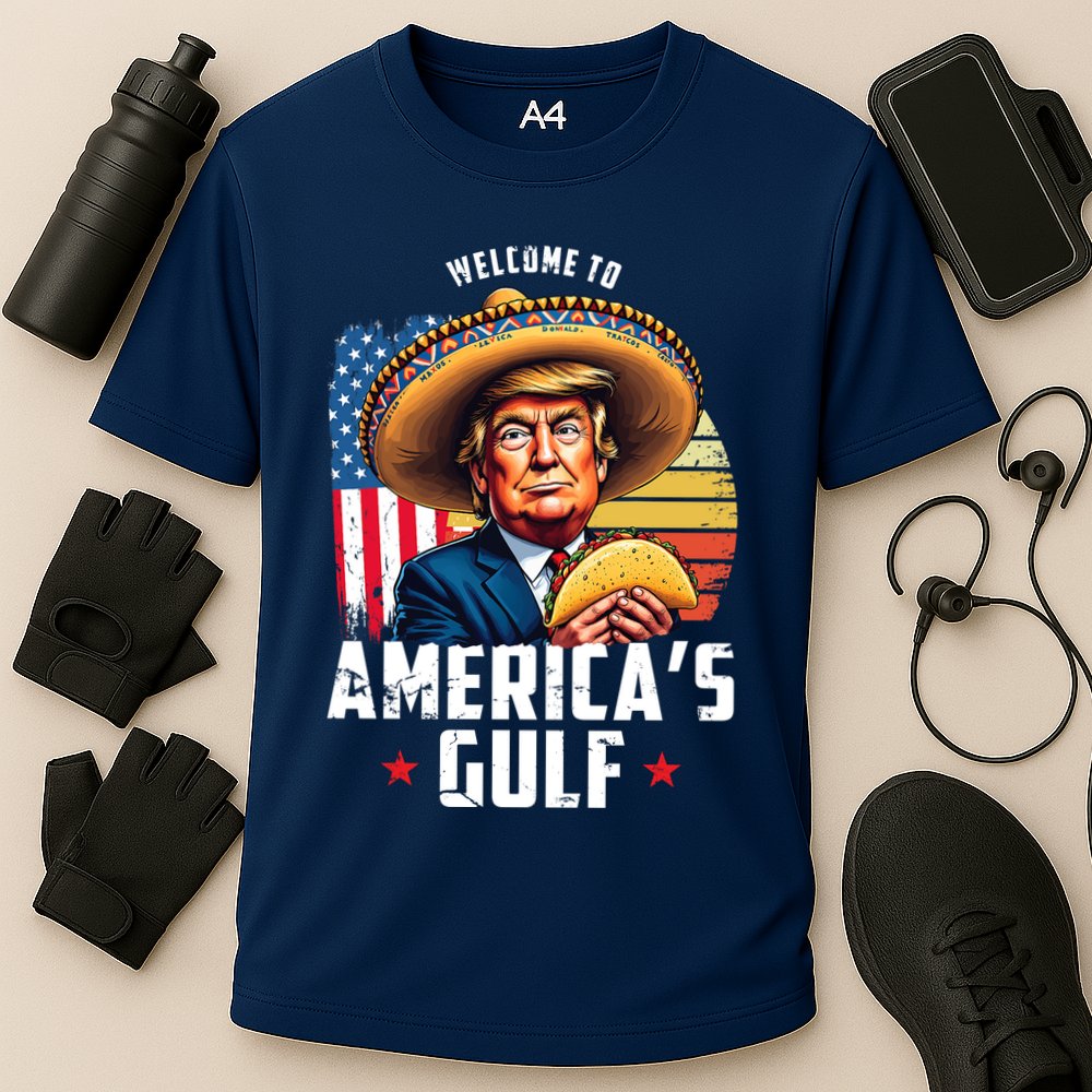 Welcome To Americas Gulf Funny Donald Trump Cooling Performance Crew T-Shirt