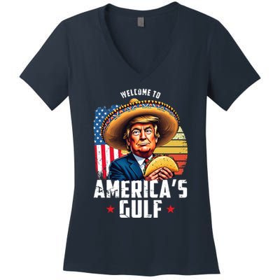 Welcome To Americas Gulf Funny Donald Trump Women's V-Neck T-Shirt