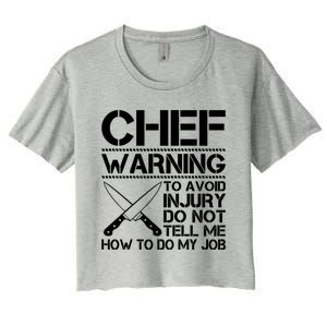 Warning To Avoid Injury Funny Chef Gift Women's Crop Top Tee