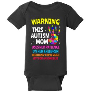 Warning This Autism Mom Patience Awareness Baby Bodysuit