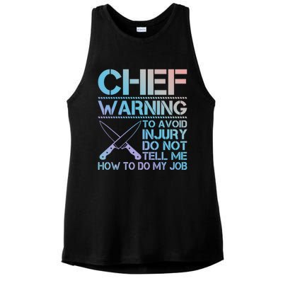 Warning To Avoid Injury Funny Chef Cool Gift Ladies PosiCharge Tri-Blend Wicking Tank