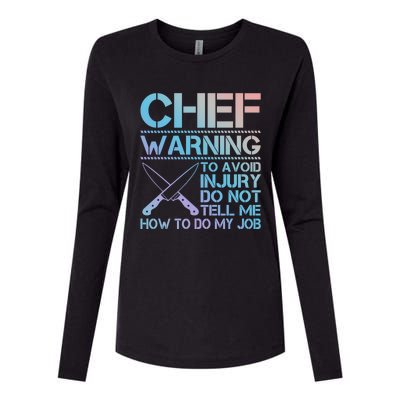 Warning To Avoid Injury Funny Chef Cool Gift Womens Cotton Relaxed Long Sleeve T-Shirt