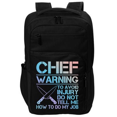 Warning To Avoid Injury Funny Chef Cool Gift Impact Tech Backpack