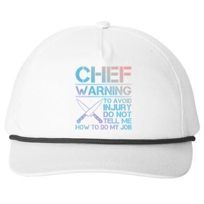 Warning To Avoid Injury Funny Chef Cool Gift Snapback Five-Panel Rope Hat