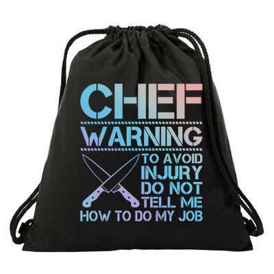 Warning To Avoid Injury Funny Chef Cool Gift Drawstring Bag