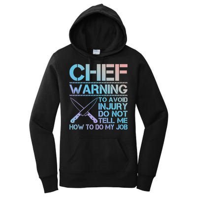 Warning To Avoid Injury Funny Chef Cool Gift Women's Pullover Hoodie