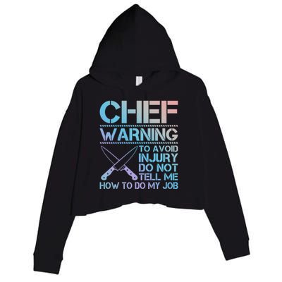 Warning To Avoid Injury Funny Chef Cool Gift Crop Fleece Hoodie