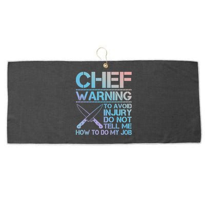 Warning To Avoid Injury Funny Chef Cool Gift Large Microfiber Waffle Golf Towel