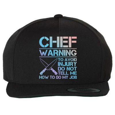 Warning To Avoid Injury Funny Chef Cool Gift Wool Snapback Cap