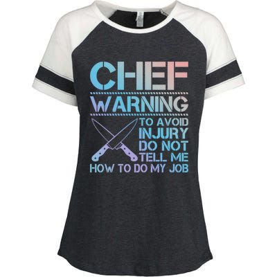 Warning To Avoid Injury Funny Chef Cool Gift Enza Ladies Jersey Colorblock Tee