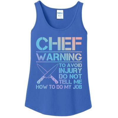 Warning To Avoid Injury Funny Chef Cool Gift Ladies Essential Tank