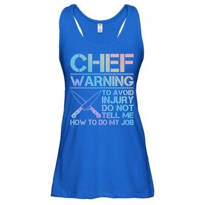 Warning To Avoid Injury Funny Chef Cool Gift Ladies Essential Flowy Tank