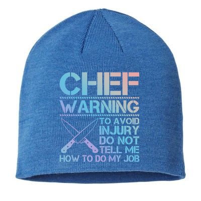 Warning To Avoid Injury Funny Chef Cool Gift Sustainable Beanie