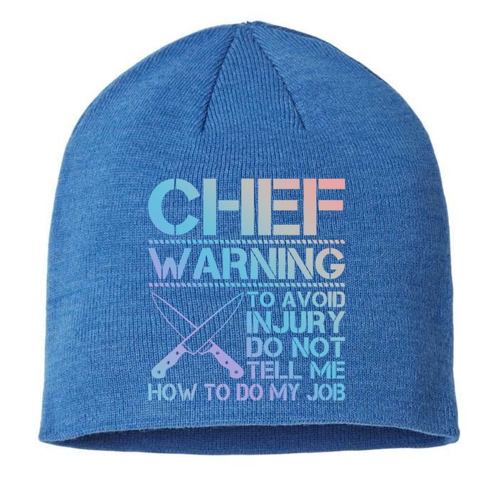 Warning To Avoid Injury Funny Chef Cool Gift Sustainable Beanie