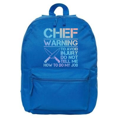 Warning To Avoid Injury Funny Chef Cool Gift 16 in Basic Backpack