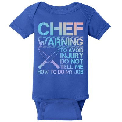 Warning To Avoid Injury Funny Chef Cool Gift Baby Bodysuit