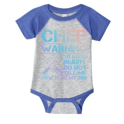 Warning To Avoid Injury Funny Chef Cool Gift Infant Baby Jersey Bodysuit