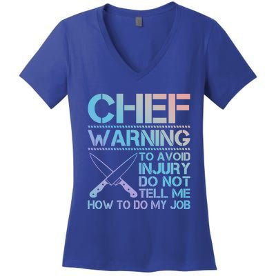 Warning To Avoid Injury Funny Chef Cool Gift Women's V-Neck T-Shirt