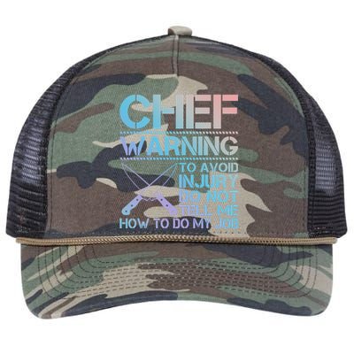 Warning To Avoid Injury Funny Chef Cool Gift Retro Rope Trucker Hat Cap