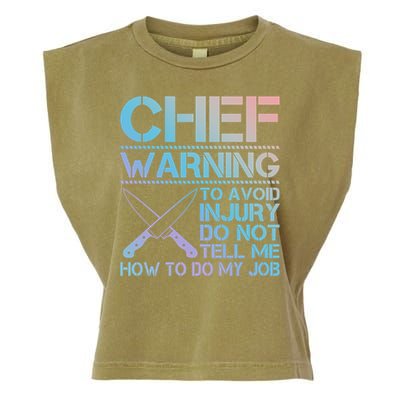 Warning To Avoid Injury Funny Chef Cool Gift Garment-Dyed Women's Muscle Tee