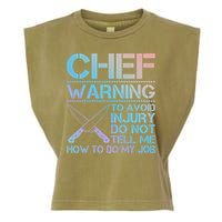 Warning To Avoid Injury Funny Chef Cool Gift Garment-Dyed Women's Muscle Tee