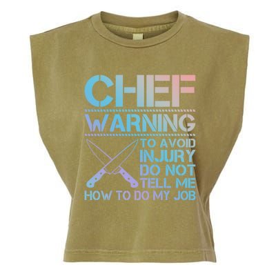 Warning To Avoid Injury Funny Chef Cool Gift Garment-Dyed Women's Muscle Tee