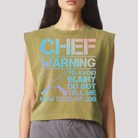 Warning To Avoid Injury Funny Chef Cool Gift Garment-Dyed Women's Muscle Tee