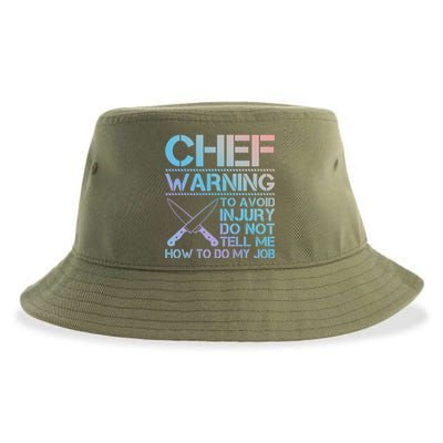 Warning To Avoid Injury Funny Chef Cool Gift Sustainable Bucket Hat