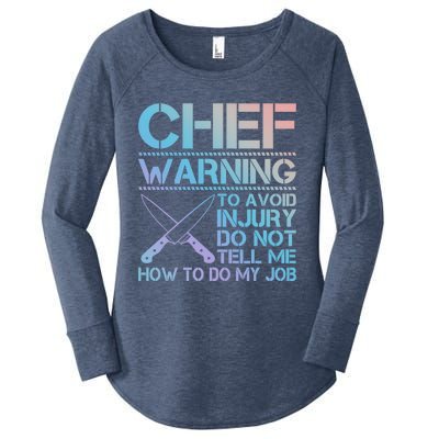 Warning To Avoid Injury Funny Chef Cool Gift Women's Perfect Tri Tunic Long Sleeve Shirt