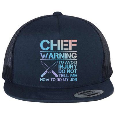 Warning To Avoid Injury Funny Chef Cool Gift Flat Bill Trucker Hat