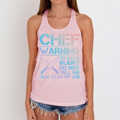 Warning To Avoid Injury Funny Chef Cool Gift Women's Knotted Racerback Tank