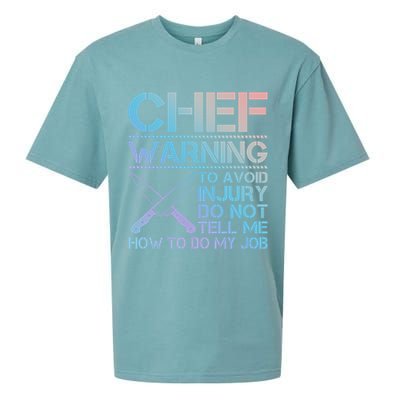 Warning To Avoid Injury Funny Chef Cool Gift Sueded Cloud Jersey T-Shirt
